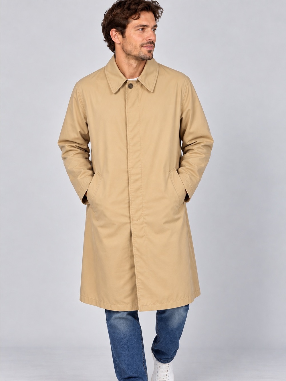 Vintage London Fog Men’s Trench Rain Coat 44 Extra Long Tan Beige Classic